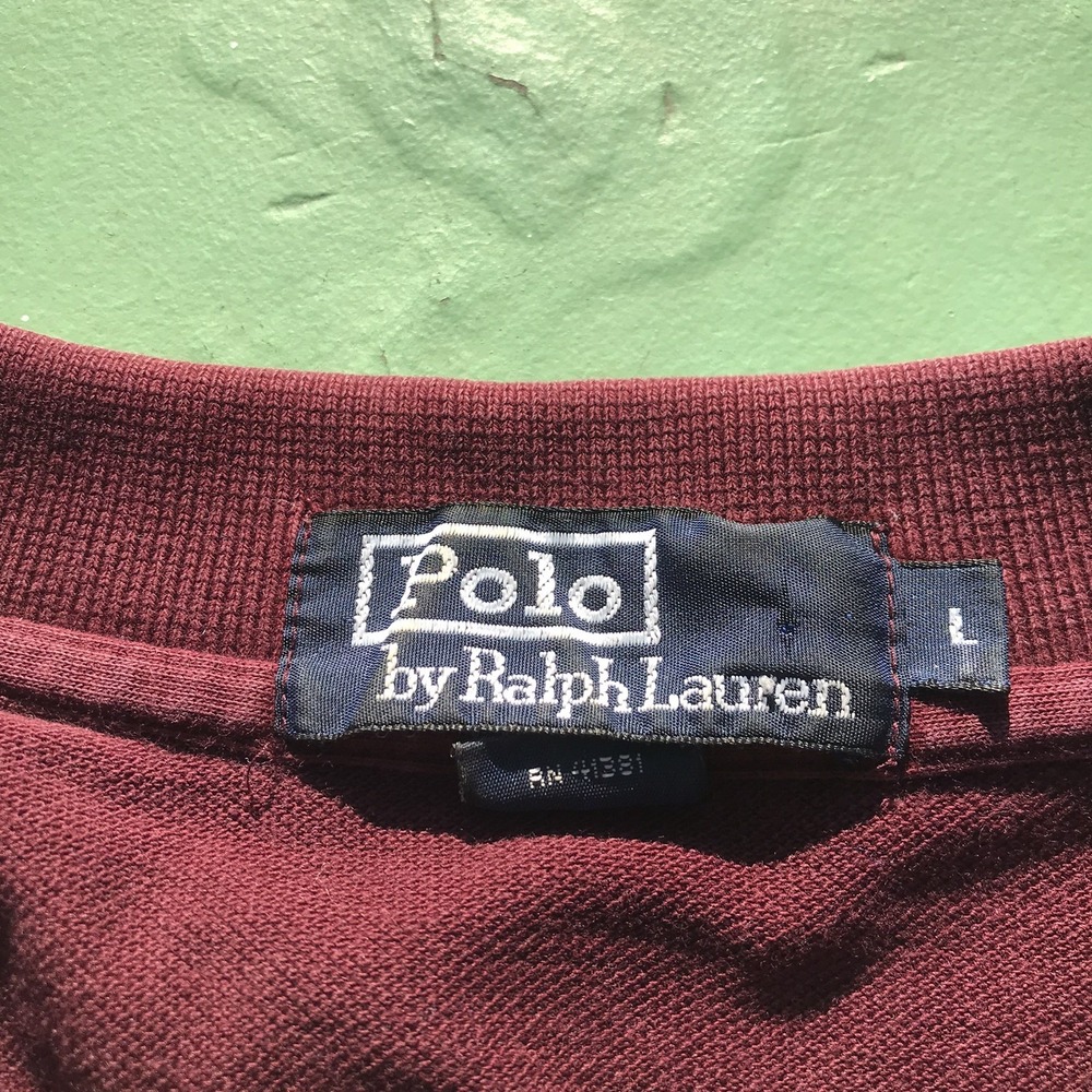 Ralph Lauren Polo Shirt Mens Large Dark Rose Burgundy Red Cotton Pony Logo Golf - Picture 3 of 9